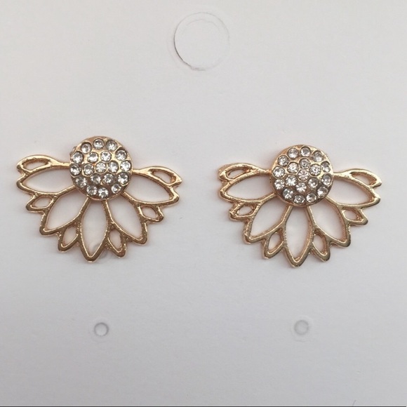 🔵𝟲𝟱%𝗢𝗙𝗙 𝗯𝘂𝗻𝗱𝗹𝗲𝘀 𝟯+🔵 NEW Floral Rhinestone Jacket Earrings - Picture 11 of 13